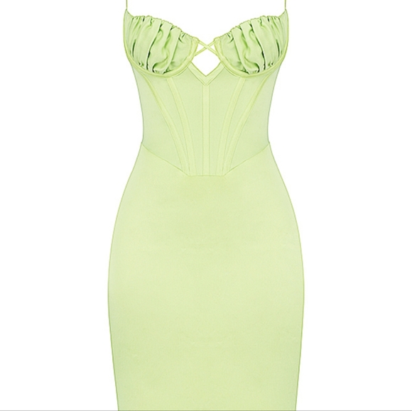 House of CB Nathalia Pistachio Satin Midi Dress (Size XS) - Picture 8 of 11